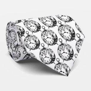 Wake Up to Style: Retro Art Vintage Alarm Clock Tie