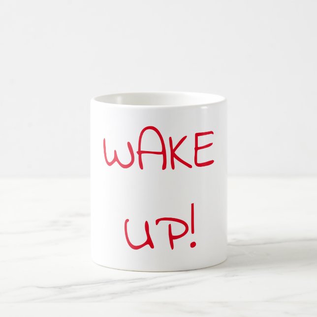 Wake Up Typography Red Coffee Mug (Center)