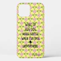 Wake up, Walk Dog...Happiness Yellow iPhone Case