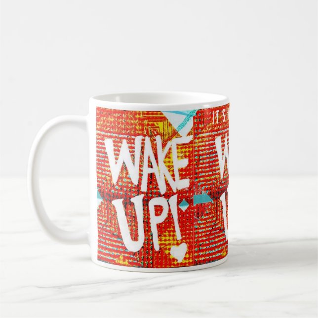 Wake Up! With Personalised Message  Coffee Mug (Left)