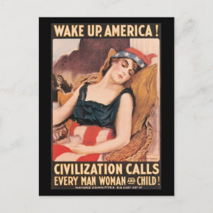 Wake Up World War II Postcard