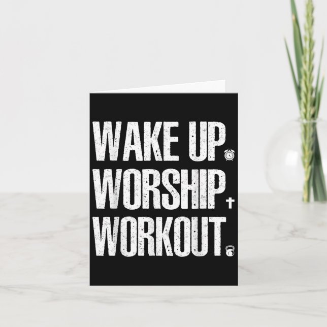 Wake Up Worship Workout Lovers Faith Christian Wom Card (Front)