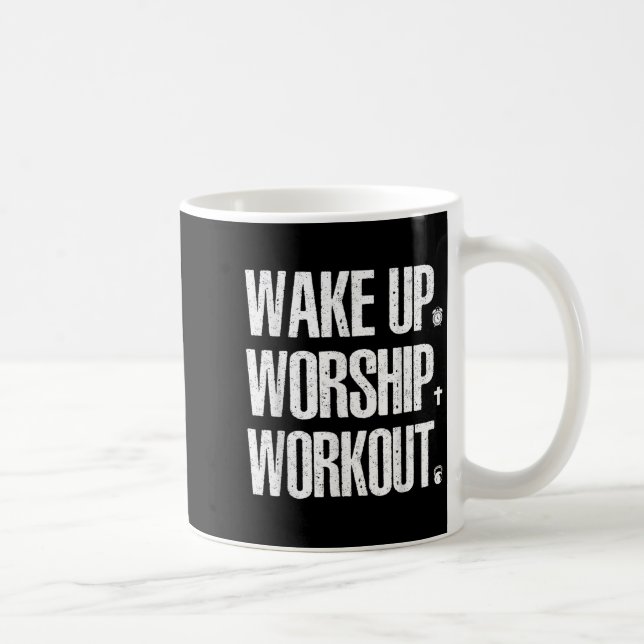 Wake Up Worship Workout Lovers Faith Christian Wom Coffee Mug (Right)
