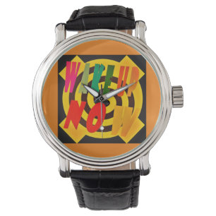 Wake you up now design block art words crossed    watch