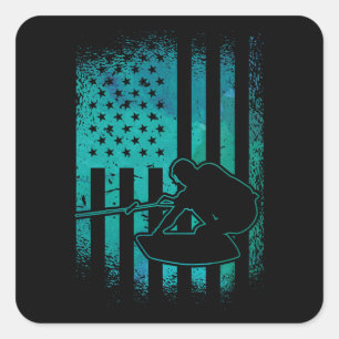 Wakeboard American Flag Wakeboarder Wakeboarding Square Sticker