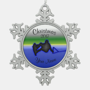 Wakeboard Pewter Snowflake Christmas Ornament