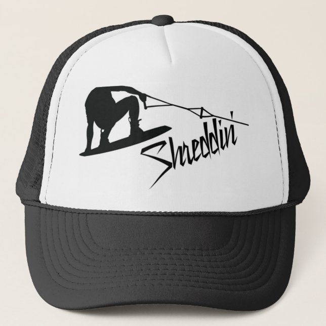 Wakeboard Shreddin' BW Trucker Hat (Front)