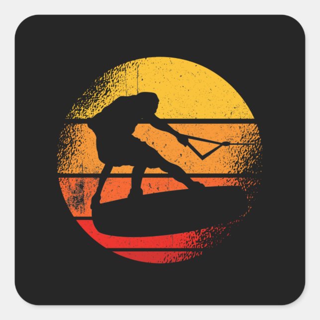 Wakeboard Sunset Wakeboarding Square Sticker (Front)
