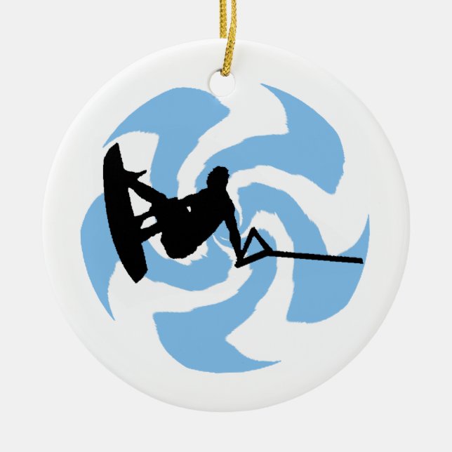 WAKEBOARD THUNDER BROUGHT CERAMIC TREE DECORATION (Front)