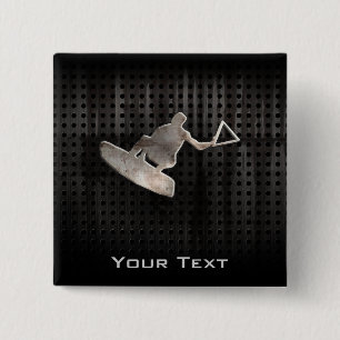 Wakeboarder; Cool Black 15 Cm Square Badge