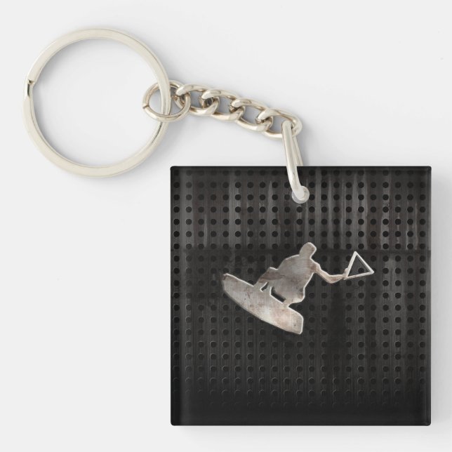 Wakeboarder; Cool Black Key Ring (Front)