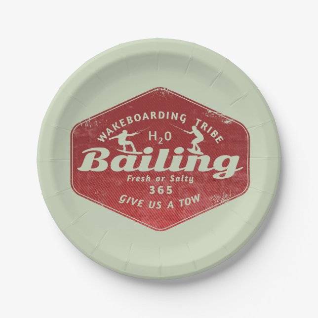 Wakeboarding bailing  paper plate (Front)