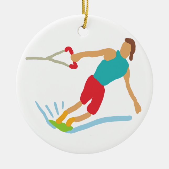 Wakeboarding Ceramic Tree Decoration (Front)