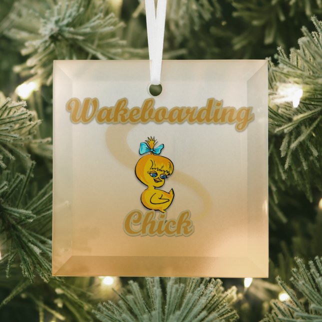 Wakeboarding Chick Glass Tree Decoration (Insitu)