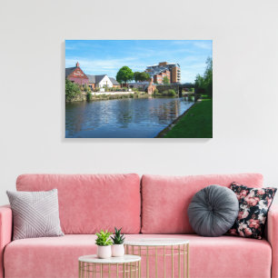 Wakefield Canal Side: Historic Pub and Apartments Canvas Print