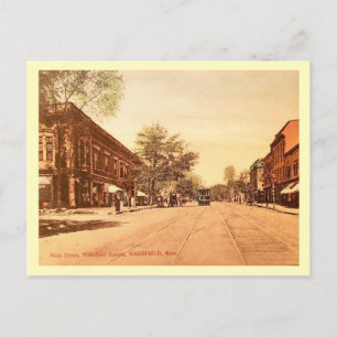 Wakefield MA Main Street Vintage Style Postcard