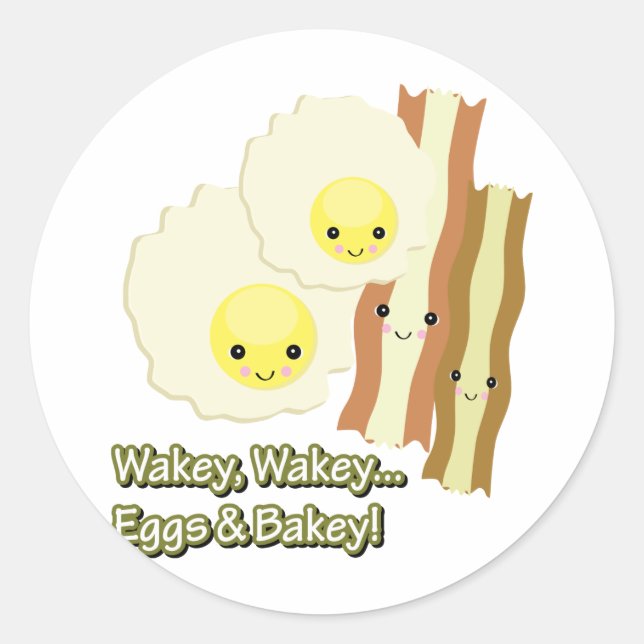 wakey wakey eggs n bakey classic round sticker (Front)