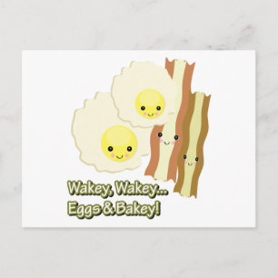 wakey wakey eggs n bakey postcard