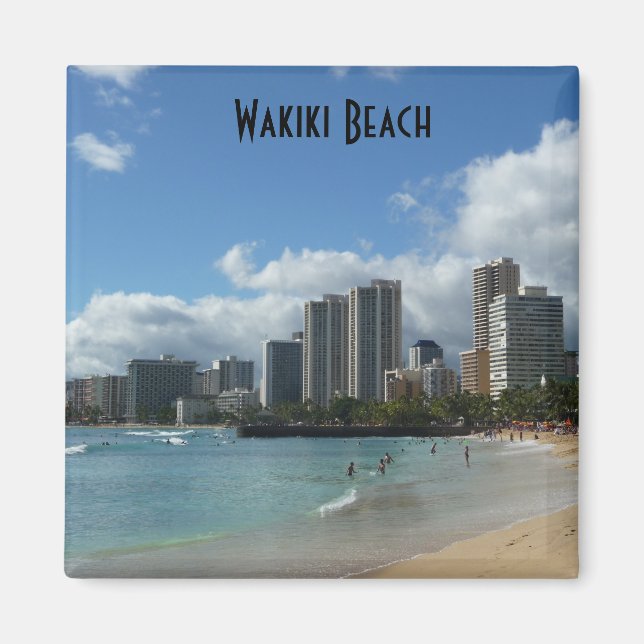 Wakiki Beach Hawaii Photo Magnet Oahu Honolulu (Front)