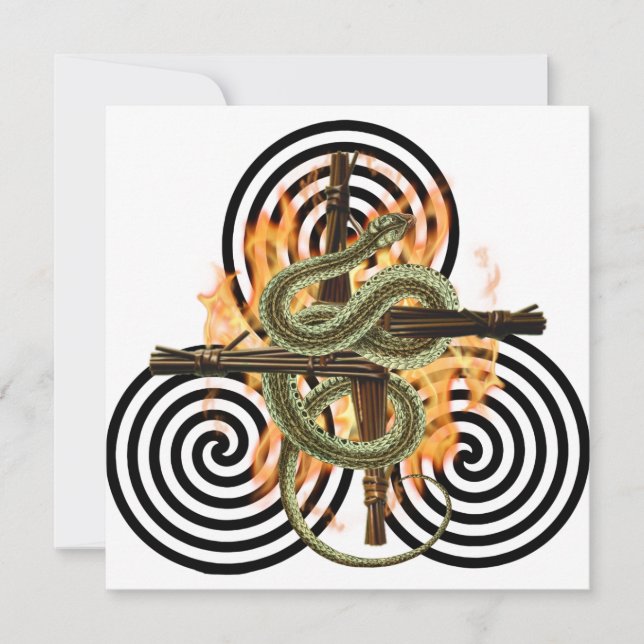 Waking Earth Imbolc Serpent Pagan Sabbat Holiday Card (Front)