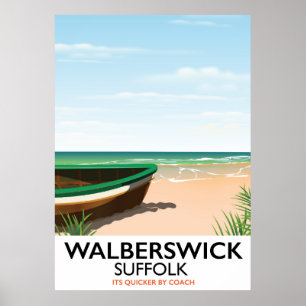 walberswick suffolk vintage travel poster