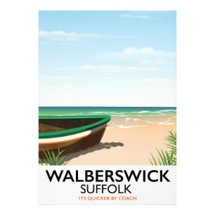 walberswick suffolk vintage travel poster