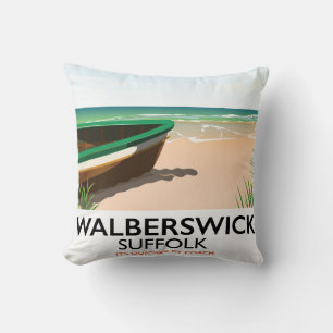 walberswick suffolk vintage travel poster cushion