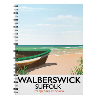 walberswick suffolk vintage travel poster notebook