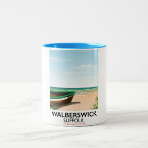 walberswick suffolk vintage travel poster Two-Tone coffee mug