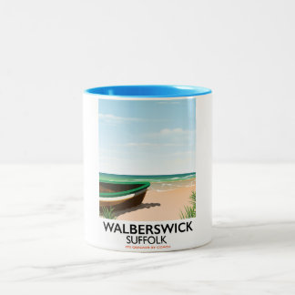 walberswick suffolk vintage travel poster Two-Tone coffee mug