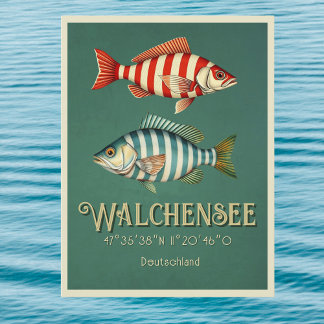 Walchensee Lake Walchen Germany fish Postcard