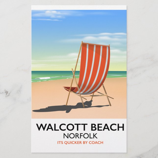 Walcott Beach, Norfolk seaside poster Stationery (Front)