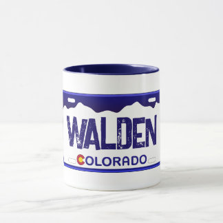 Walden Colorado blue license plate mug