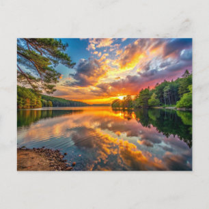 Walden Pond Concord, Massachusetts Sunset Postcard