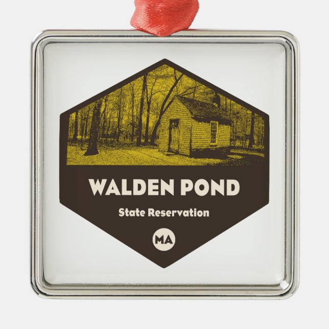 Walden Pond State Reservation Massachusetts Metal Tree Decoration (Front)