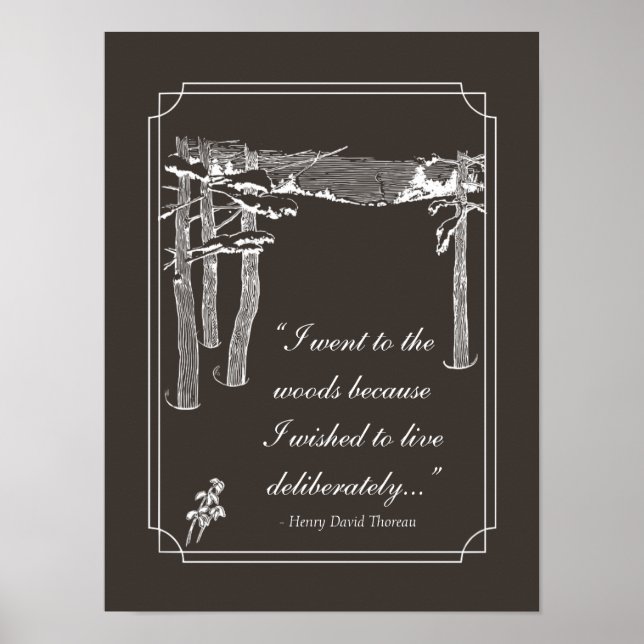 Walden Quote, "Live deliberately" (dark) Poster (Front)