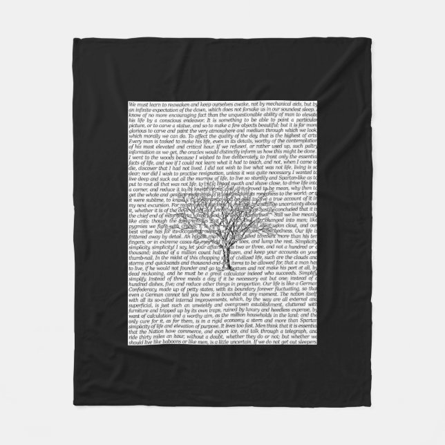 Walden Woods Literary Text Fleece Blanket (Front)