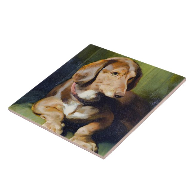 Waldmann Beautiful 19th Century Image of Cute Dog Tile (Side)