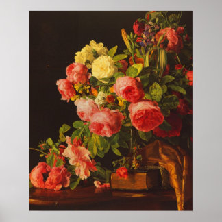 Waldmuller - Still life with roses Poster