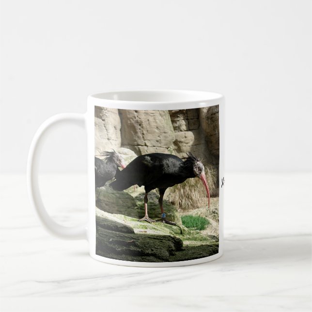 Waldrapp ibis Black Feathered Bird Mug (Left)