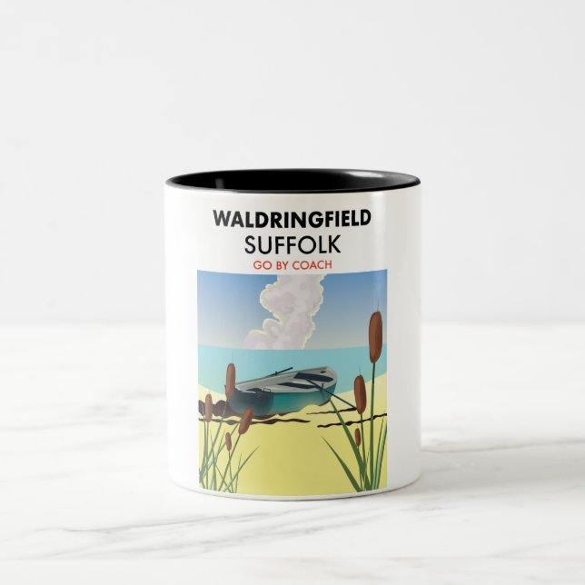 Waldringfield Suffolk ravel poster. Two-Tone Coffee Mug (Center)