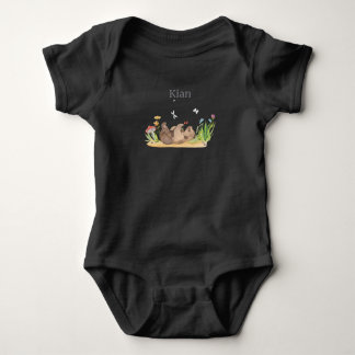 Waldtier Bear Flowers Name Kian Baby Bodysuit