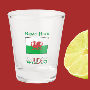 Wales and Welsh Flag Green Personalisation  Shot Glass