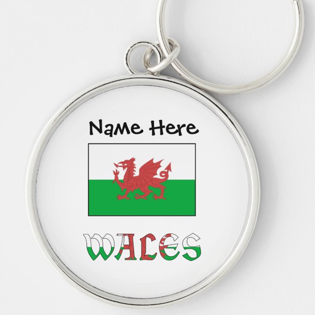 Wales and Welsh Flag Personalized  Key Ring (Front)