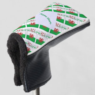 Wales and Welsh Flag Tiled Green Personalised  Golf Head Cover