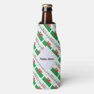Wales and Welsh Flag Tiled Personalised Bottle Cooler