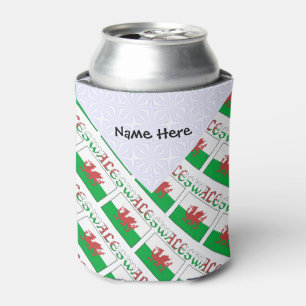 Wales and Welsh Flag Tiled Personalised Can Cooler