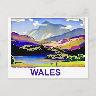 Wales, Cader Idris and Afon Mawddach, vintage Postcard