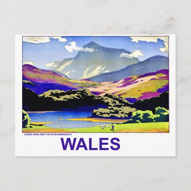 Wales, Cader Idris and Afon Mawddach, vintage Postcard (Front)