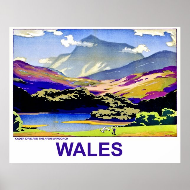 Wales, Cader Idris and Afon Mawddach, vintage Poster (Front)